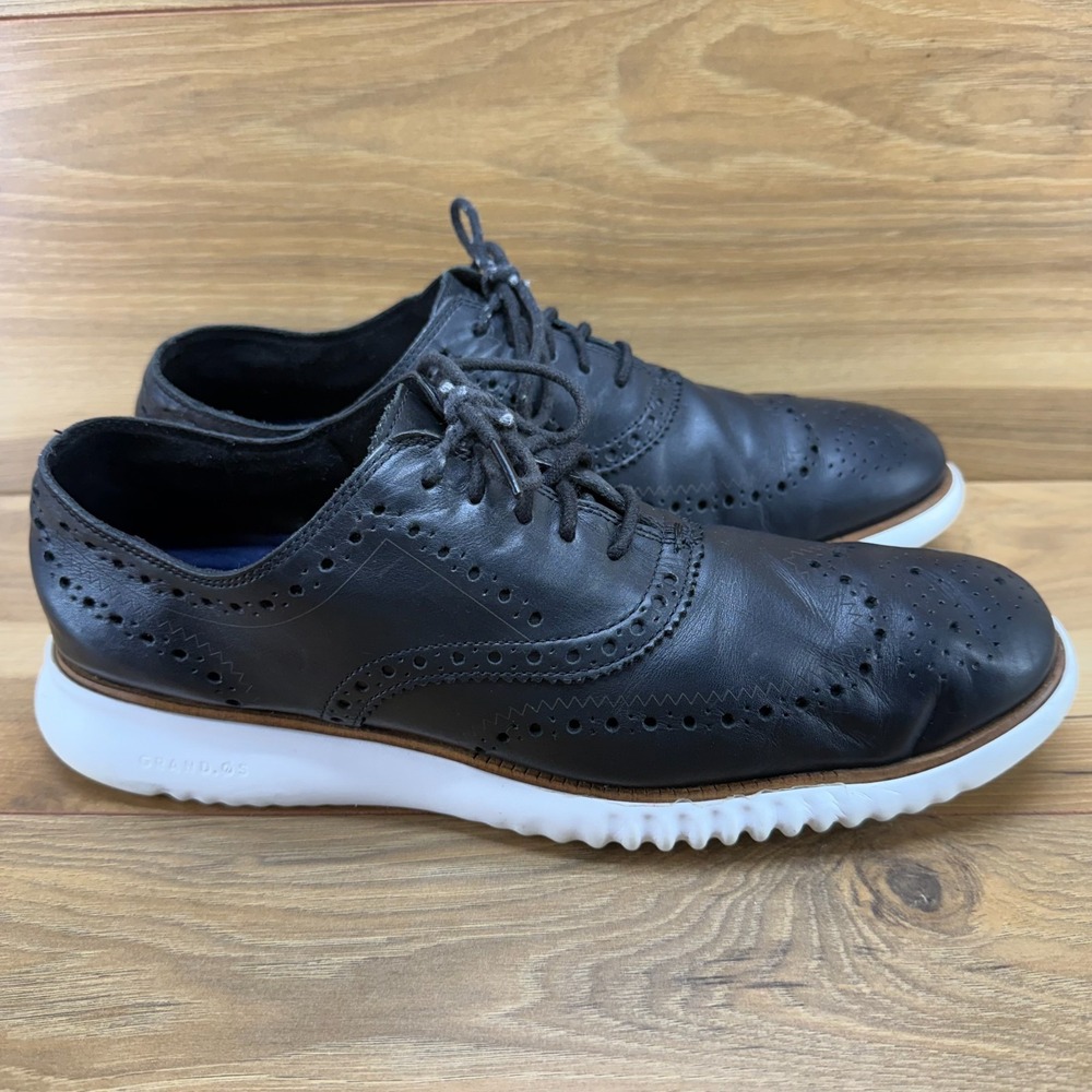Cole Haan Zero Grand Black Leather Oxford Mens 11 M Wingtip Business Casual